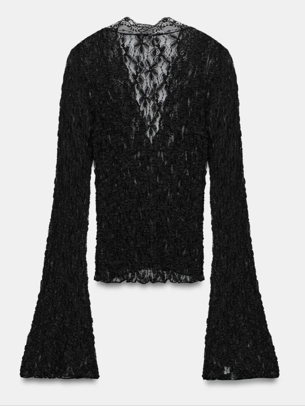 ZARA LACE BELL SLEEVE TOP - Picture 5 of 6